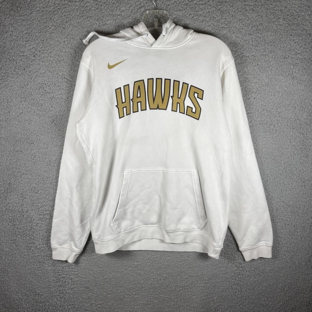 Atlanta Hawks Nike White City Edition Logo Essential Pullover Hoodie Size Medium